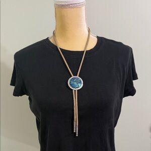 Elegant Blue and Tan bolo tie